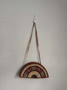 Authentic African Handmade Big Shoulder Bag, Handmade Leather and Straw